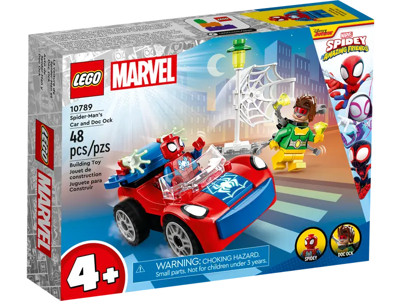 LEGO Marvel Spider-Man's Car and Doc Ock Set 10789, Spidey and His Amazing Friends Buildable Toy for Kids 4 Plus Years Old with Glow in the Dark Pieces