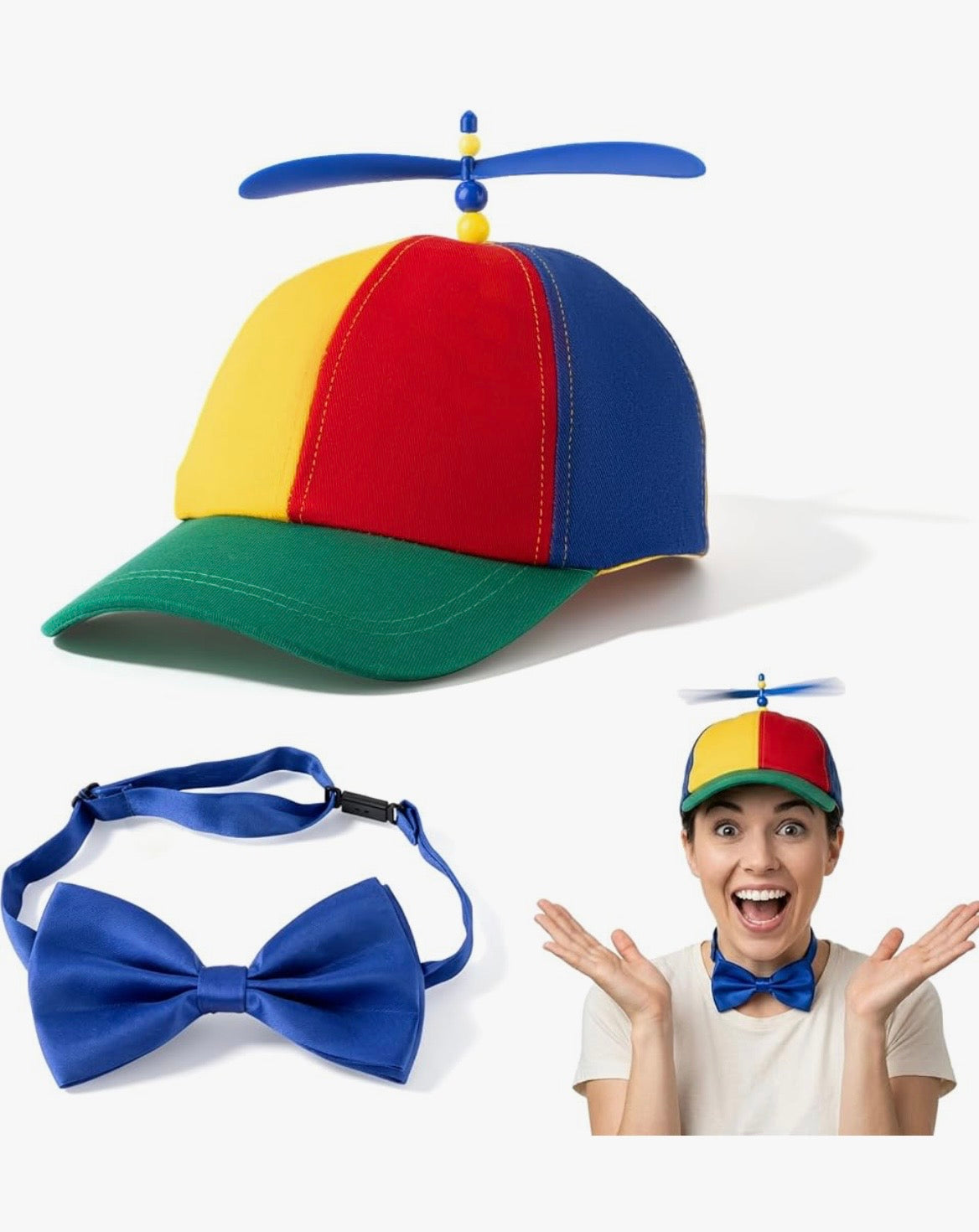 Propeller cap hat and bow tie