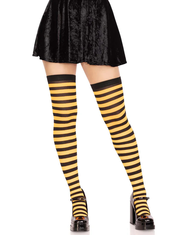 Leg Avenue Nylon Striped Thigh Highs