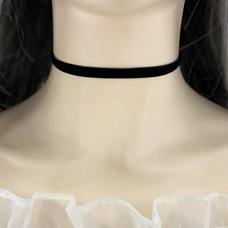 Gothic Black Choker Necklace (0.24 inches thick)