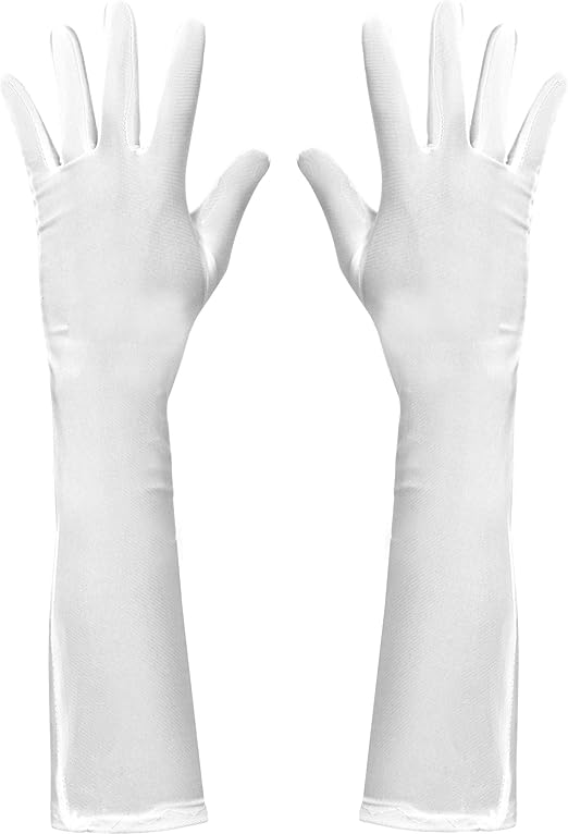 White Satin Opera Gloves - Kids