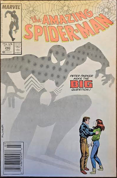 Amazing Spider-man #290 featuring black suit Spider-man on a white background