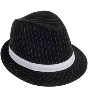 BLACK WITH WHITE STRIPES GANGSTER FEDORA