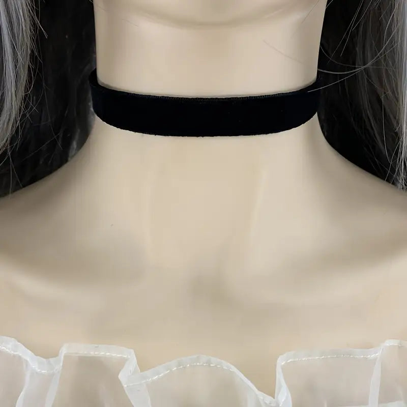 Gothic Black Choker Necklace (0.59 inches thick)