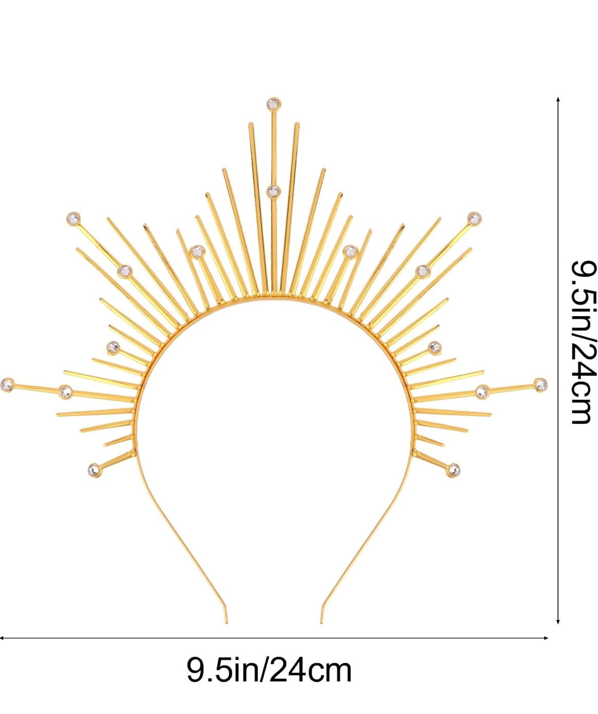 Golden Halo Headband Halo Crown Greek Goddess Sunburst Spiked Headpiece