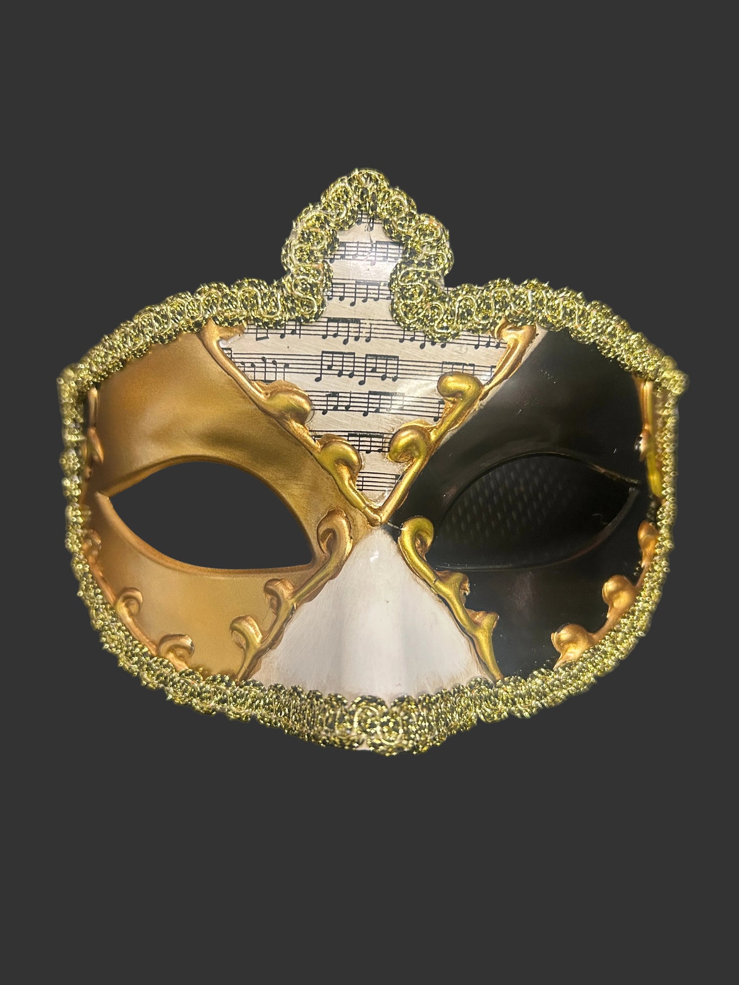 Black and Gold Venetian Masquerade Half Mask