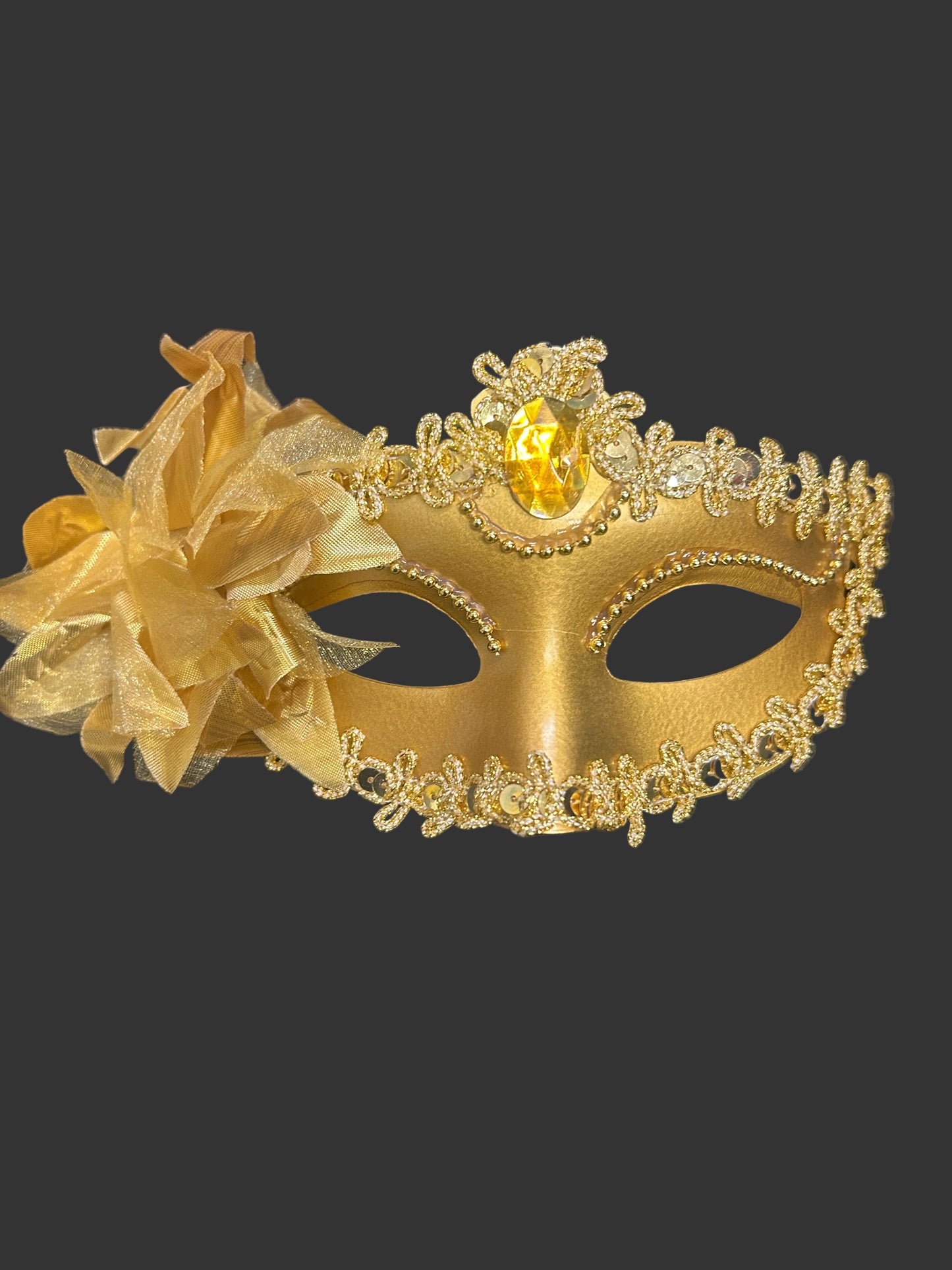 Lily Flower Masquerade Mask (Gold)