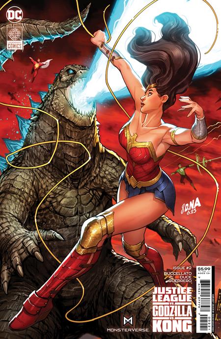 LIGA DE LA JUSTICIA VS GODZILLA VS KONG #2 (DE 7) CVR B DAVID NAKAYAMA MUJER MARAVILLA CONECTANDO TARJETAS VAR