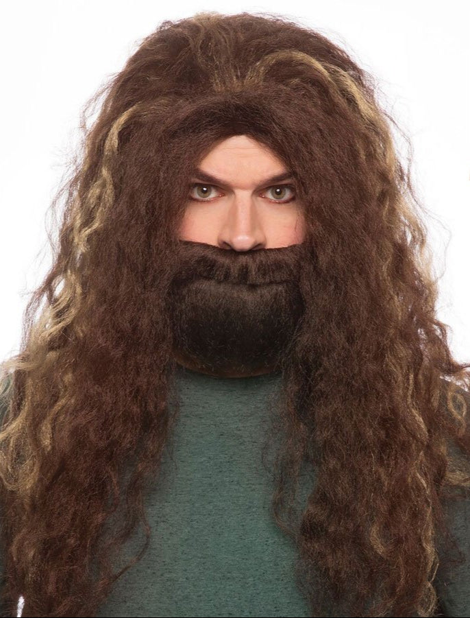 Aquaman Wig, off the shoulders, brown with few blonde streaks, and detachable brown beard