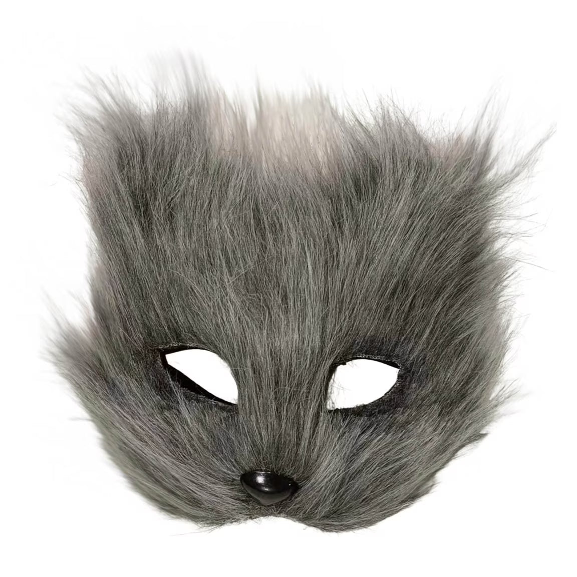 Silver Faux Fur Therian Mask