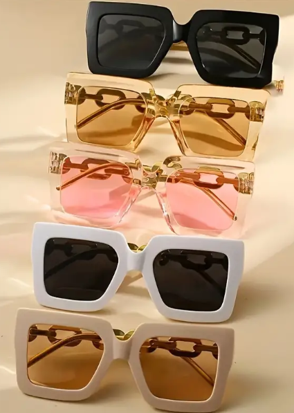 Square Framed Chainlink Temple Eyeglasses