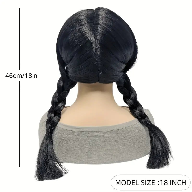 Wednesday Addams Cosplay Black Braided Wig