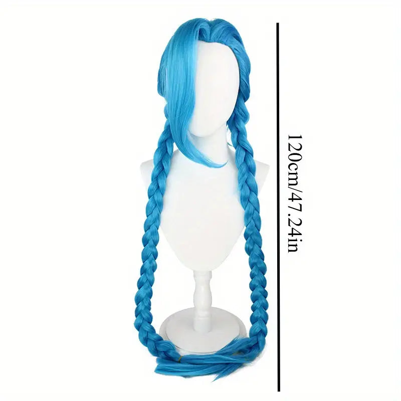 Anime Long Electric Blue Wig with Braids