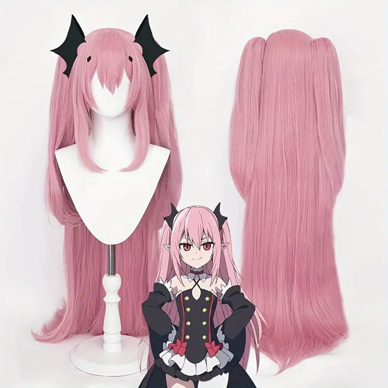 Anime Pastel Pink Wig with Ponytails