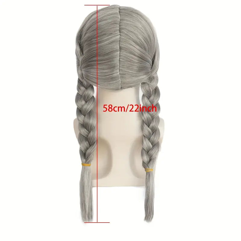 Double Braided Wig, Cosplay (Grey)