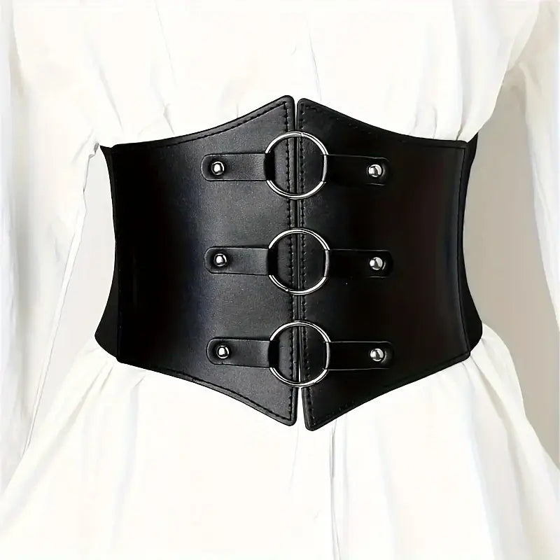 Women's Elastic Waist Cinching Wide Belt Black
