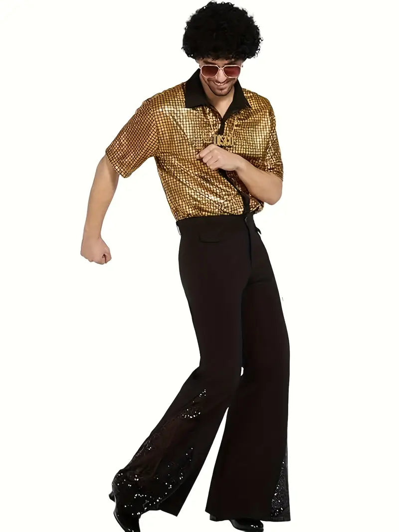 Men's 70s Disco Gold Costume Shirt