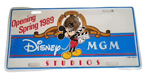 Disney World MGM Studios 1987 Opening Spring 1989 Metal License Plate