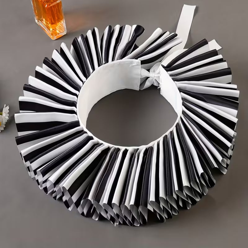 Ruffled Collar (neck ruff) (black and white)