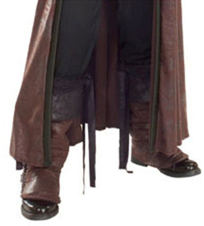 Distressed Suede Boot Tops - Brown