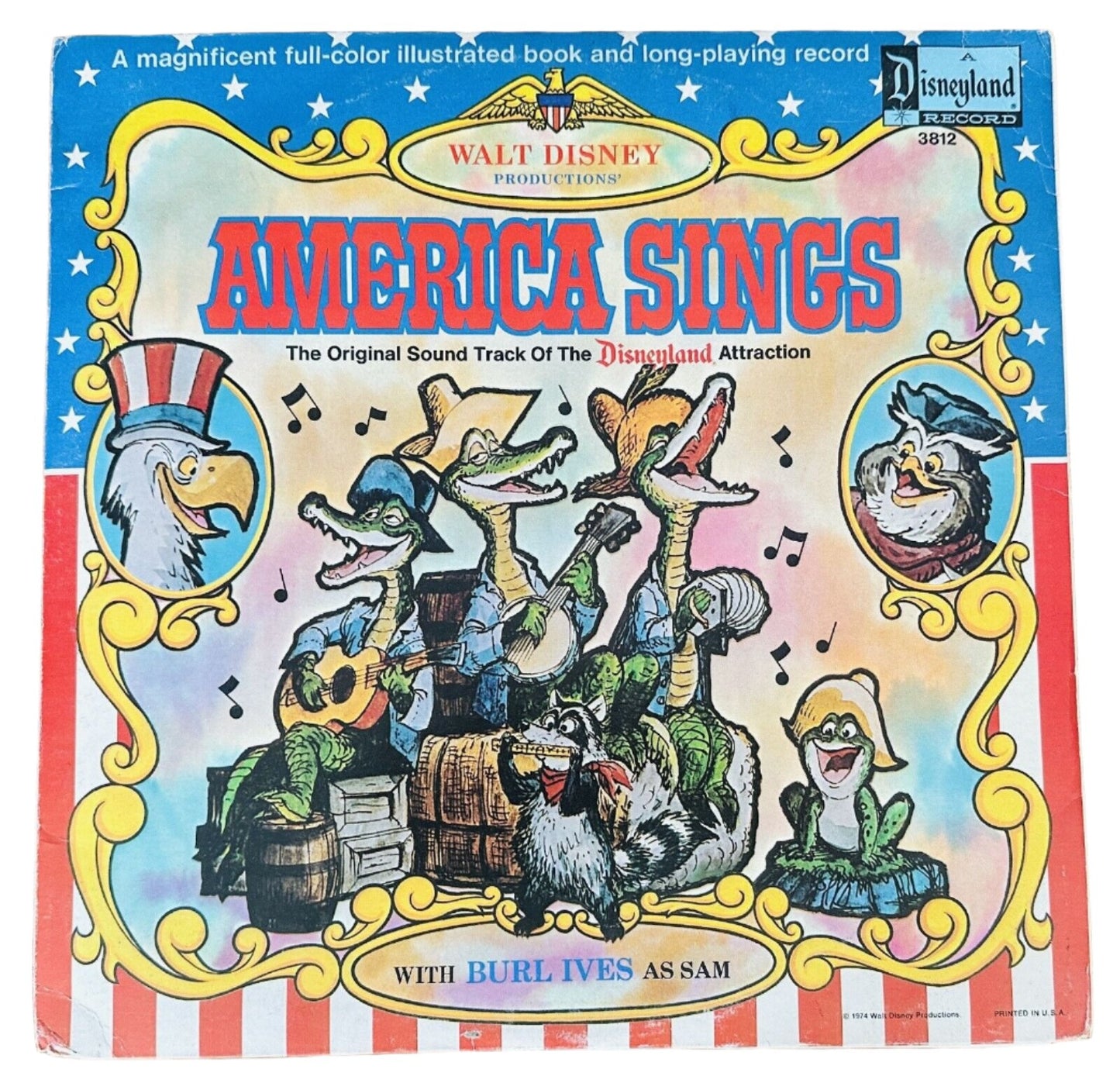 DISNEY AMERICA SINGS RECORD BURL IVES LP mit BUCH DISNEYLAND