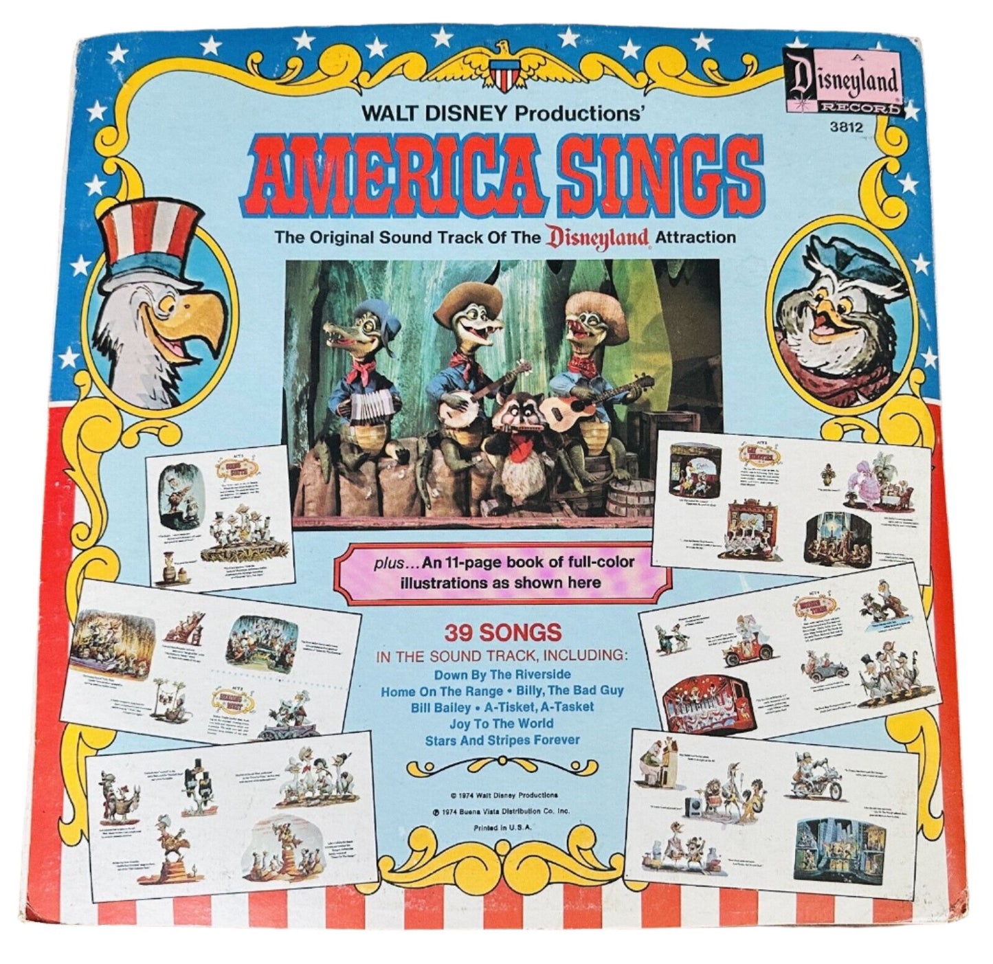DISNEY AMERICA SINGS RECORD BURL IVES LP mit BUCH DISNEYLAND