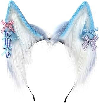 Kawaii Blue Cotton Candy Neko Cat Ears Convertible Cosplay Headband