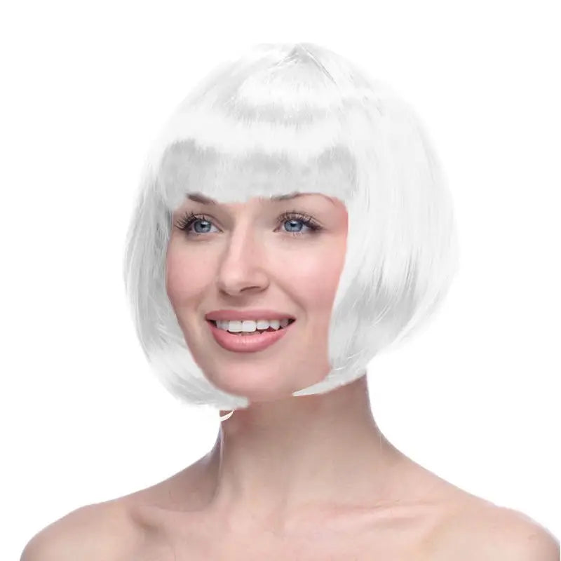 Bob Wig with Bangs, Cosplay (white) (10")