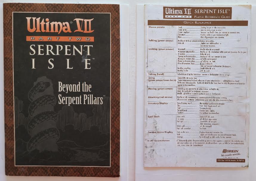 Ultima VII Part Two: Serpent Isle Beyond the Serpent Pillars Booklet and Player Reference Guide 1993