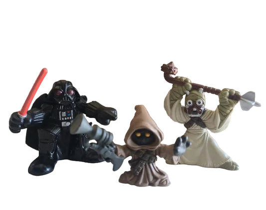 Star Wars Galactic Heroes Darth Vader, Tusken Raider and Jawa 3-Pack  Figurines 2007 - Pre-Owned