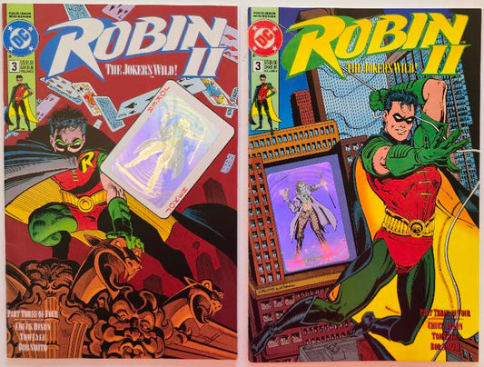 Robin II: Joker's Wild #3 Two Variant Set plus Chromatic Stickers 1991 NM Vintage Comics