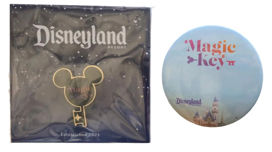 Disneyland Resort 2021 Magic Key Annual Pass Holder Hard Enamel Pin and Button