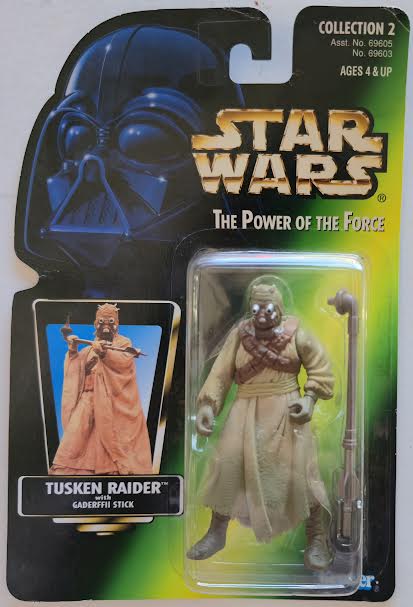 Vintage Star Wars Power of the Force Tusken Raider with Gaderffii Stick 1996 Kenner Green Card Factory Sealed Action Figure