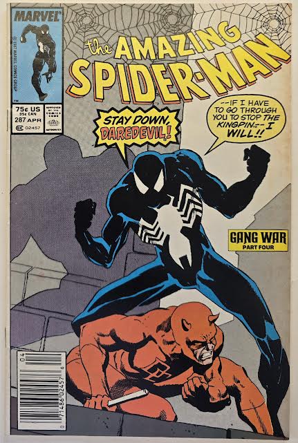 Amazing Spider-man #287 Featuring Spider-Man in Symbiote suit and Daredevil