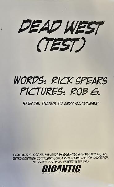 Dead West #1 Test Printing 2004