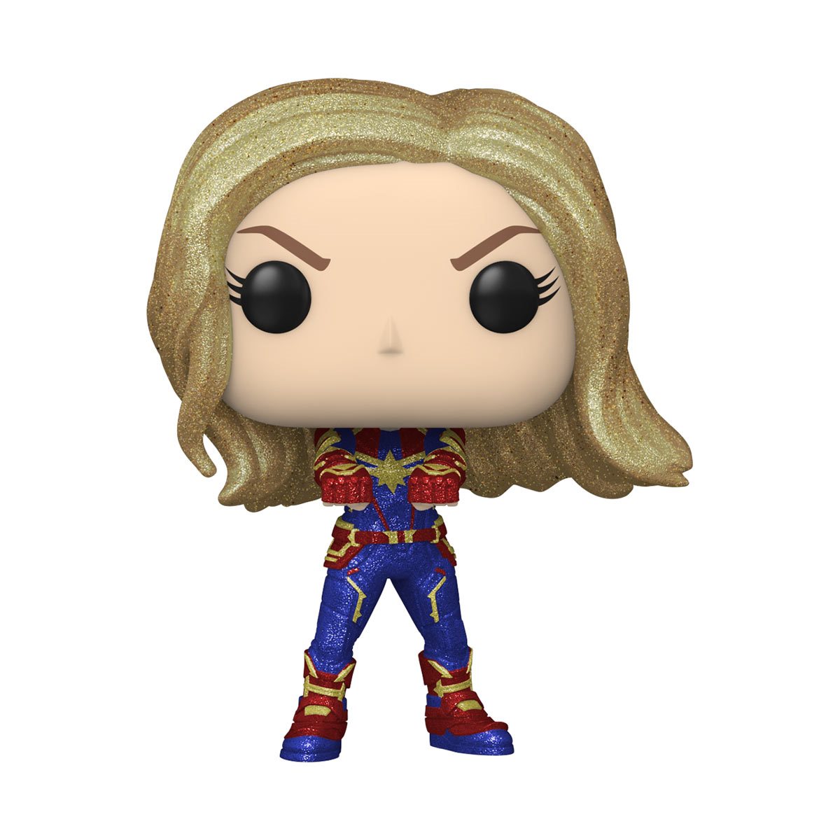 Captain Marvel Diamond Glitter Funko Pop! Vinyl Figure with Black Adult Pop! T-Shirt - Large