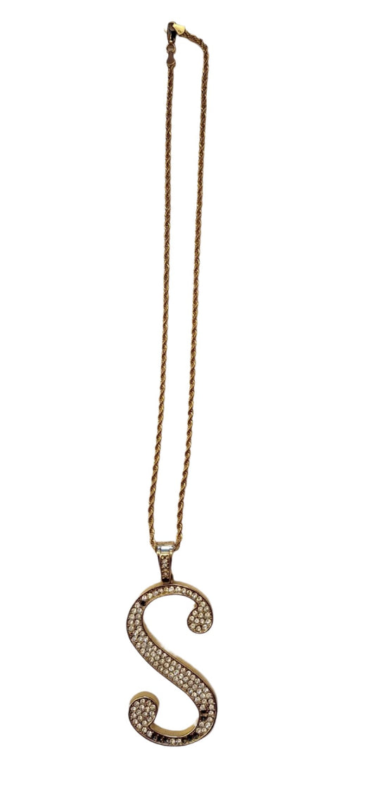 Gold Hip Hop S Rhinestone Pendant and Chain