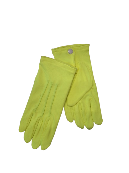 Classic Wrist Length Glove with Button Snap Fastener - Neon Green