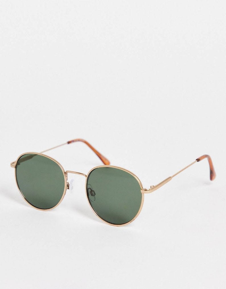 Round Gold Wire-Framed Sunglasses