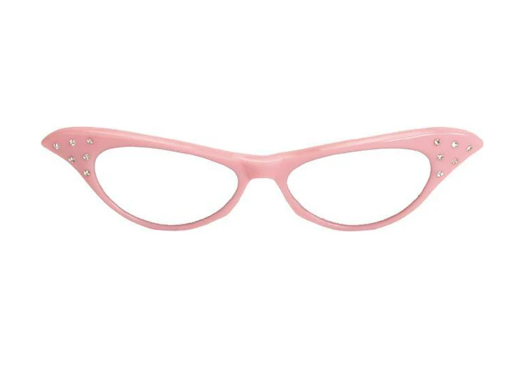 Pink 50's Rhinestone Cat Eye Glasses