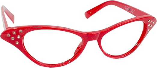 50's Red Rhinestone Cat Eye Glasses