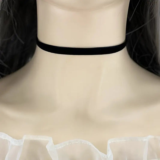Gothic Black Choker Necklace (0.24 inches thick)