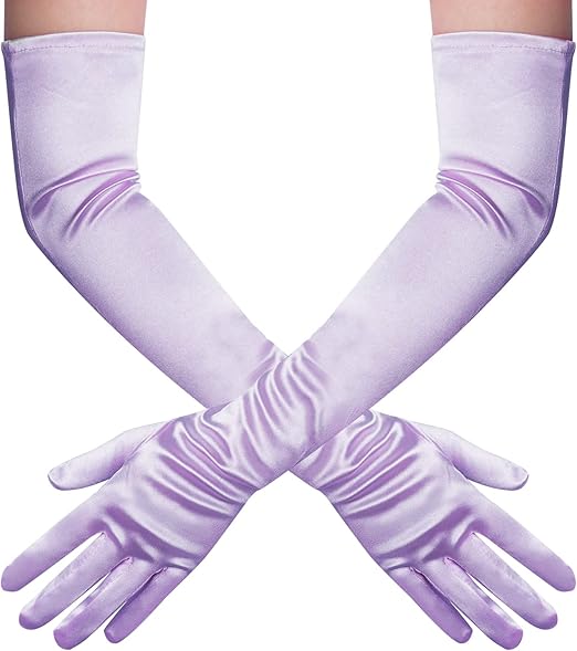 Lavender Satin Opera Gloves