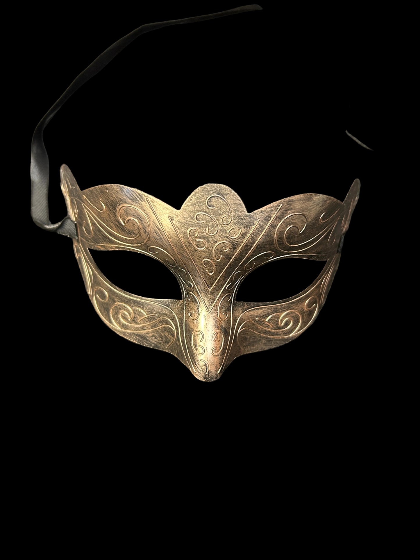 Venetian Style Masquerade Mask (Tarnished bronze with swirl design)