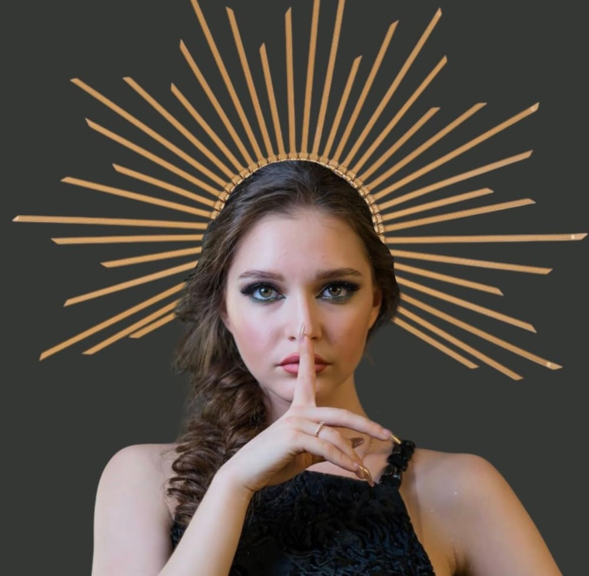 Golden Halo Spiked Sunburst Headband Crown