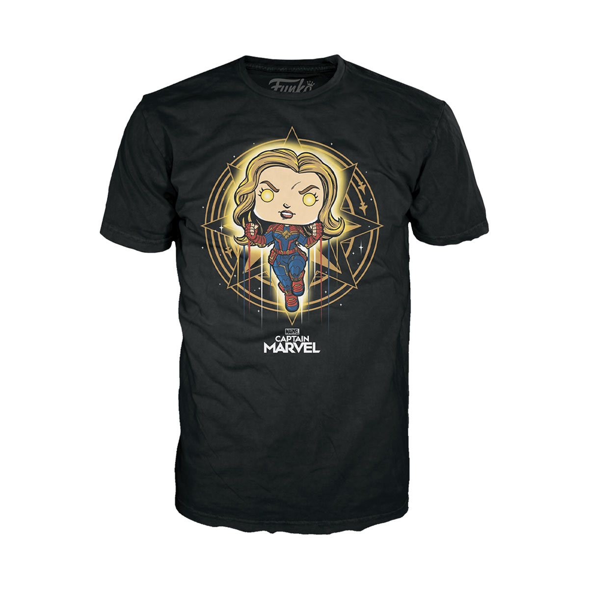 Captain Marvel Diamond Glitter Funko Pop! Vinyl Figure with Black Adult Pop! T-Shirt - Large