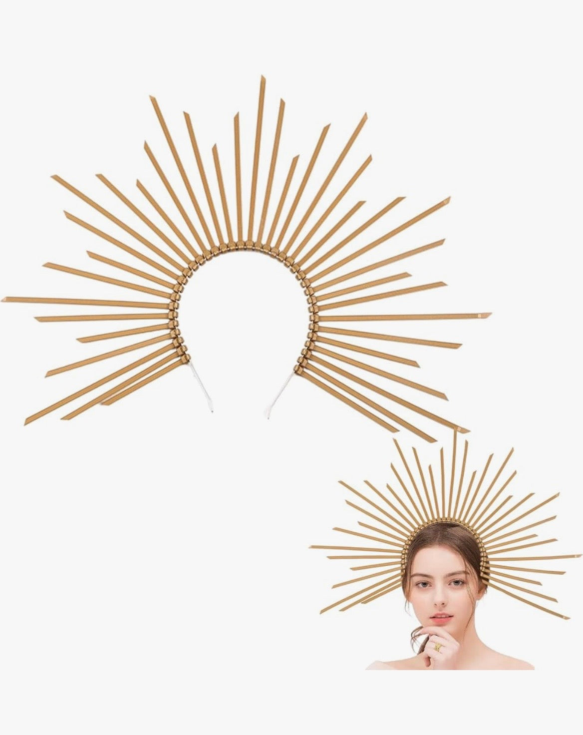 Golden Halo Spiked Sunburst Headband Crown