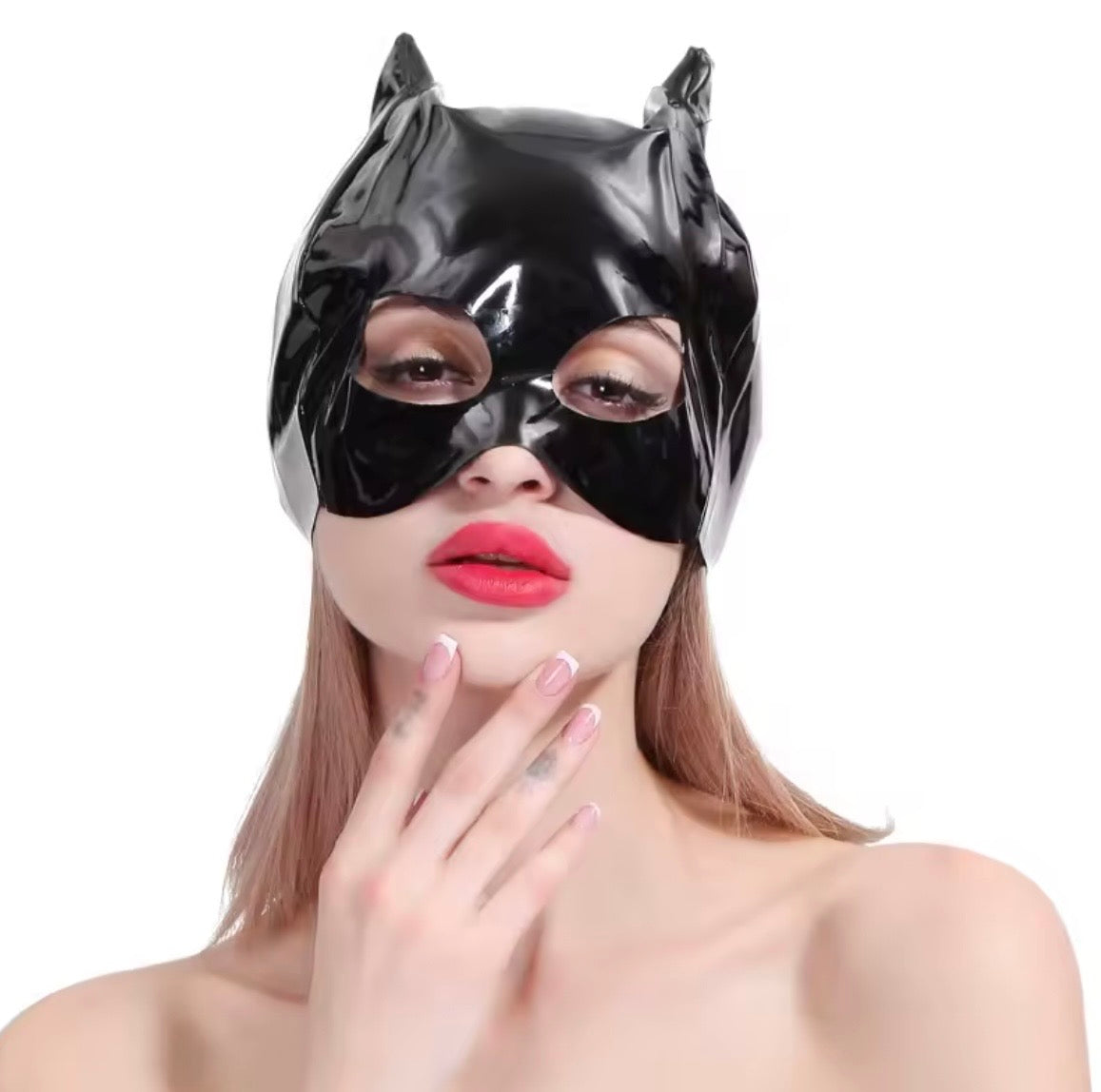 Cat woman vinyl mask with ears