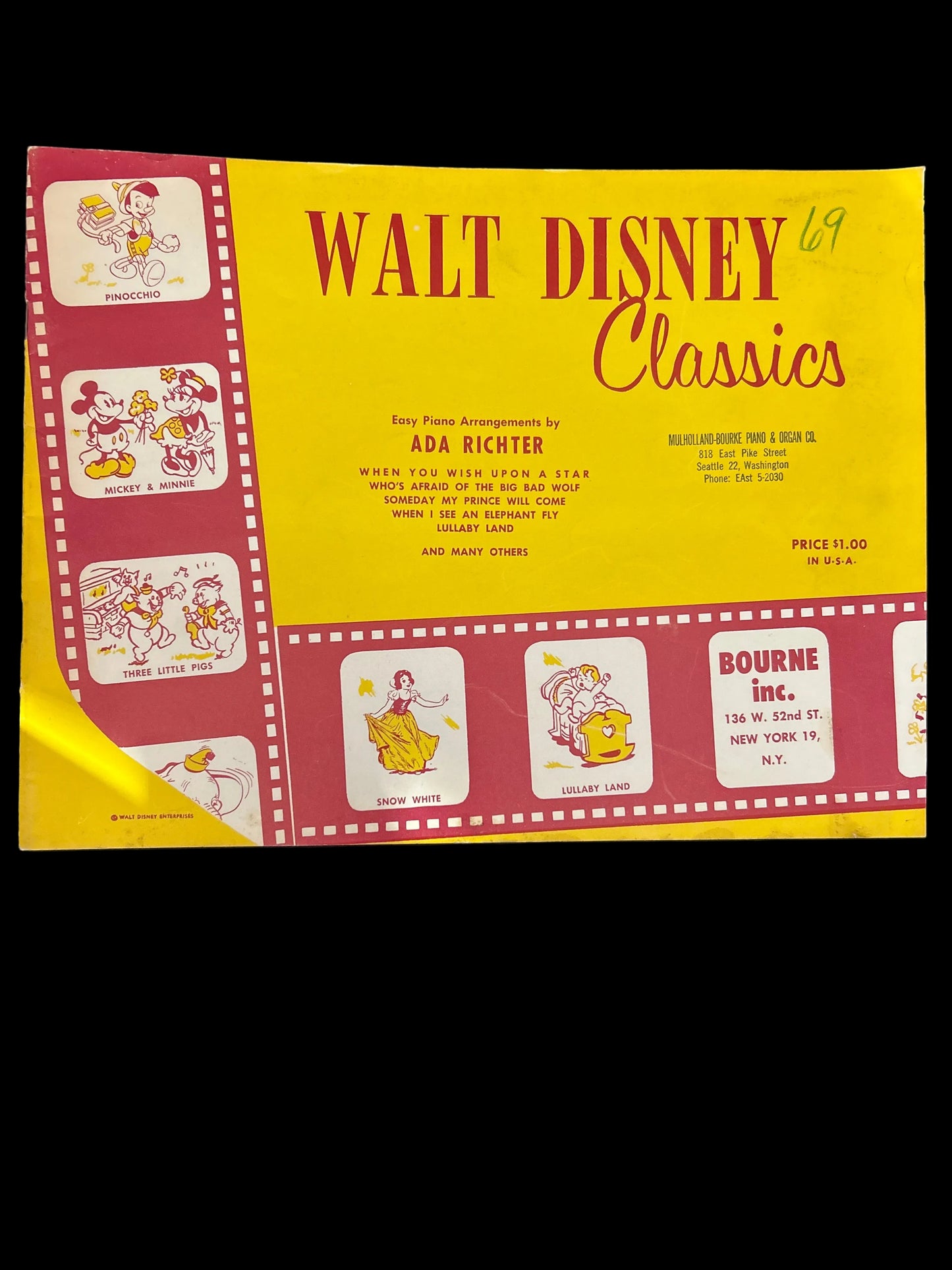 Walt Disney Classics easy piano arrangements by Ada Richter (1957)