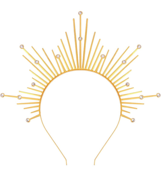 Golden Halo Headband Halo Crown Greek Goddess Sunburst Spiked Headpiece